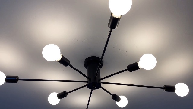 Garwarm 8-Light Sputnik Chandelier Black Industrial Semi Flush