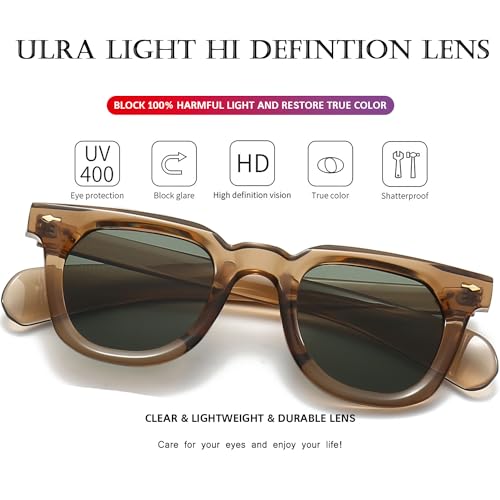 PORADAY Square Sunglasses for Women Men Trendy Thick Frame Sun Glasses Black Shades4