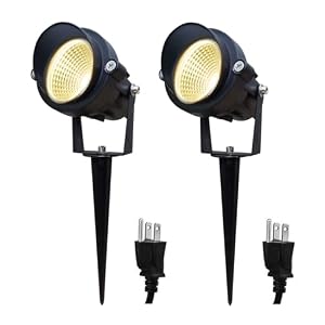 LED Outdoor Landscape Spotlight 120V 12W Waterproof Spot Lights for Yard House Garden Christmas Lighting, 3000K Warm White, 2 Pack