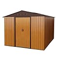Ataucjin 8' x 10' Metal Outdoor Storage Shed w/Floor Frame, Steel Yard Shed with Design of Lockable Doors, Utility and Tool Storage for Garden, Backyard, Patio, UV Resistant Water-Resistant Coffee