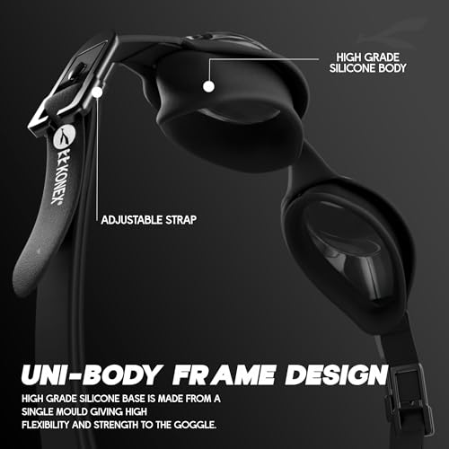 Image of KONEX Eco Swimming Goggles | Adults | Polarised UV Lens | Black