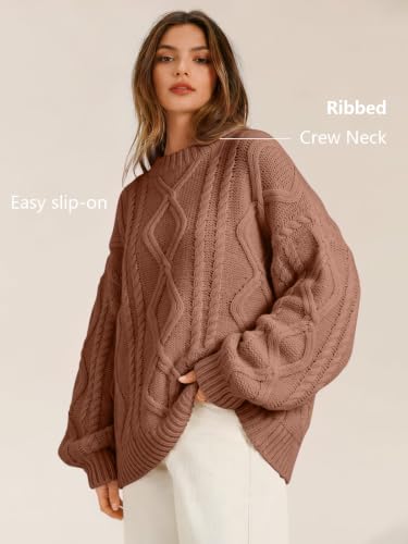 Image of Trendy Queen Women's Oversized Cable Knit Sweaters 2026 Fall Outfits | Quiet Luxury Style, Chunky Knit Texture, Winter Holiday Outfit, Easy Layering Piece, Fall Fashion Staple