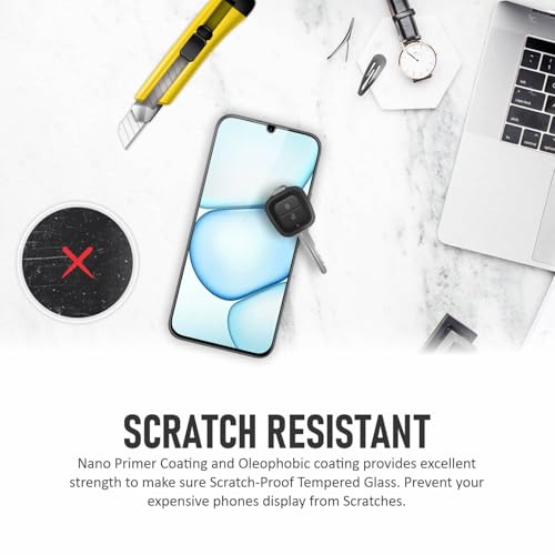 Image of SupCares Tempered Glass for Realme C83 (6.7 Inch) With Installation Kit | 9H Edge to Edge Screen Protector | Black