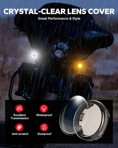 Image of Amazicha 2inch Front LED Turn Signal, Front Turn Signal Bullet Light with 2 Smoked Lens Covers Fit for Harley Touring Road Glide Street Glide Road King Electra Glide Softail Dyna Sportster 1986-2024