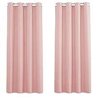 PONY DANCE Blush Pink Curtains for Girls Bedroom, Privacy Soundproof Drape Insulated Eyelet Blackout Curtain Window Decor for Nursery Room, Baby Kids Room, 46x72 Inch, 2 Panels