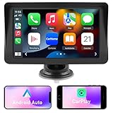 Portable Car Stereo Wireless Apple CarPlay Android Auto, 7 Inch Touchscreen Car Radio Multimedia Player Support Bluetooth Hand Free Calling Online GPS FM Audio Mirror Link