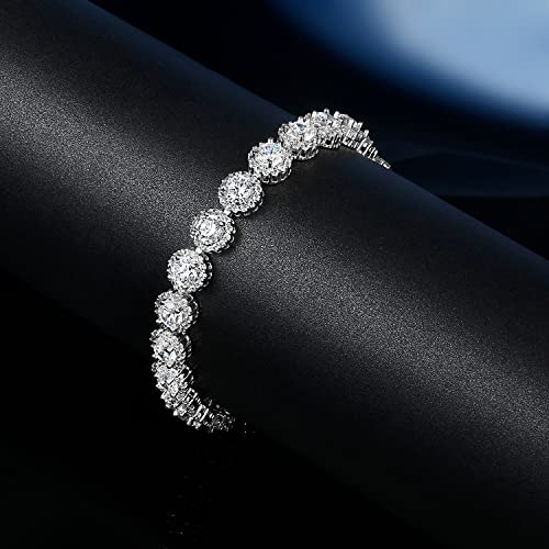 Gemsme Tennis Bracelet for Women 1 Row 18K Yellow Gold/White Gold Plated 5mm Round Cubic Zirconia Bracelets 6.5-8.5 inch4