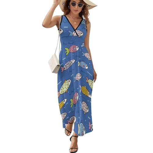 Robe longue d'été sans manches fluide idéale pour vos journées décontractées et sorties plage