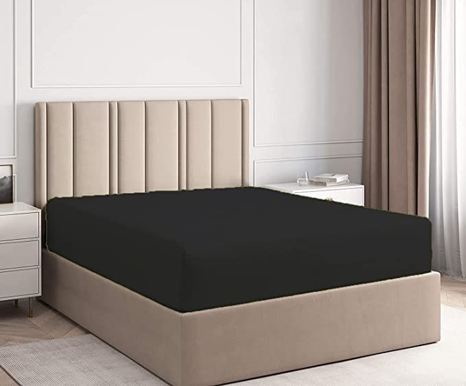 British Home Bedding, Plain Polycotton Percale Fitted Bed Sheets - Image 2