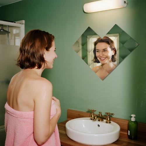 Zyghjort 50 Stück Mini Spiegel, 2.5 × 2.5 cm Acryl Spiegelfliesen Selbstklebend Quadratische Klebespiegel Mosaik Spiegel Dekoration für DIY Wand Deko, Badezimmer, Küche, Handwerkskunst, Tisch