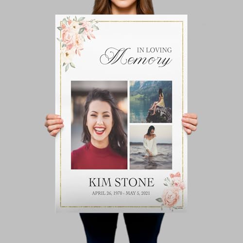 Image of Personalized Funeral Sign With Photo - Funeral Welcome Poster - In Loving Memory Sign - Personalized Funeral Signs - Memory Sign for Funerals with Picture - Custom Funeral Banner