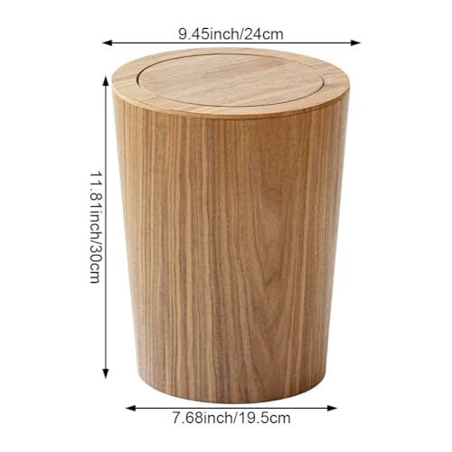 Bote de basura de madera vintage con tapa abatible para dormitorio 5