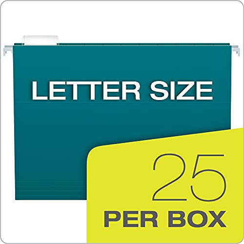 Image of Pendaflex Recycled Hanging File Folders, Letter Size, Assorted Jewel-Tone Colors, Two-Tone for Foolproof Filing, 1 /5-Cut Tabs, 25 Per Box (81667) (Pack of 10)