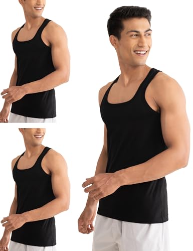 Image of DAMENSCH Neo-Cotton, Anti-Bacterial, Square Neck, Shape Retaining Vest, 100% Cotton Banyan for Men, Buttery Soft Inner Baniyan