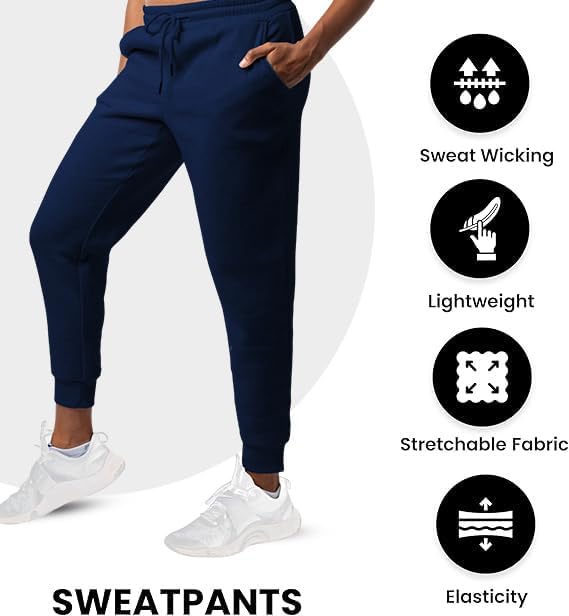Common Stitch 3 Pack Sweatpants Women - Womens Sweatpants with Pockets, Fleece Womens Joggers, Yoga Pants (Available in Plus) - Image 5
