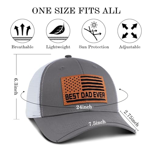 Image of Best Dad Ever American Flag Dad Hat - Adjustable Cotton Baseball Cap for Father's Day, Birthday Gifts from Daughter Son