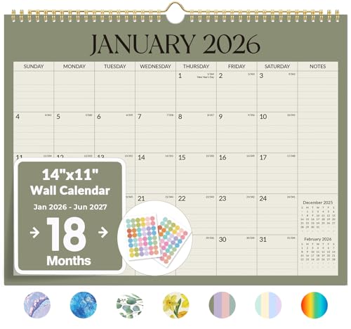 2026 Calendar, Forvencer 18-Month Wall Calendar 2026, Jan 2026 to Jun 2027, 14
