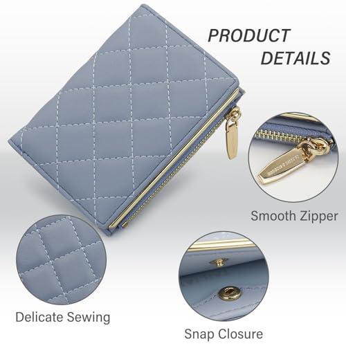 FuninCrea Small Wallet Women PU Leather Wallet Card Holder for Women with 5 Card Slots and Zipper Coin Pocket, Compact Ladies Purse Slim Bifold Womens Purse with Snap Closure and ID Window (Black)3