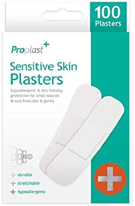 100 x Sensitive Hypoallergenic Durable Plasters 4 Assorted Sizes First Aid