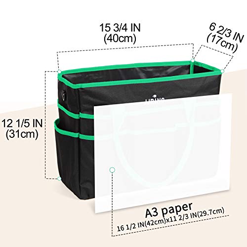 Image of JJRING Large Multi-Functional Carrying Bag, 600D Nylon Artist Tote Bag with 16 Pockets Caddy for Art, Craft, Sewing, Make-up or School, Medical, Office Supplies Organizer, Green