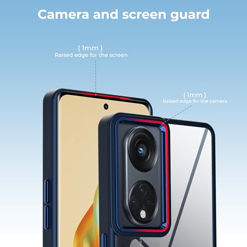 Image of A rtistque Frosted Translucent Back Cover Case for Oppo Reno 8T 5G | Chrome Ring Design | Premium Matte Finish | Shockproof TPU | Slim Protective Design | Oppo Reno 8T Back Cover - Blue