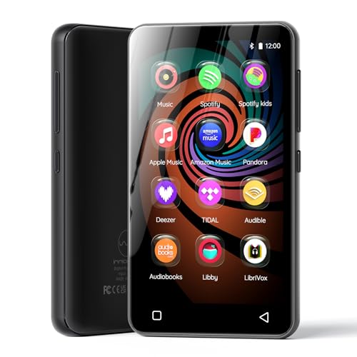 160GB MP3 Player with Bluetooth and WiFi, innioasis Music Player with Spotify,Pandora,Amazon Music,4' Touch Screen Android MP4 MP3 Player for Kids with Libby,Audible,Spotify Kids(Black)
