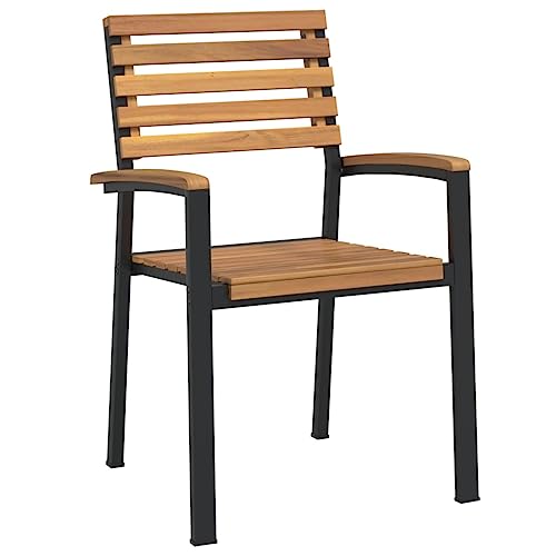 Tidyard 7 Piece Patio Dining Set Solid Wood Acacia and Metal Garden Table and Chairs for Outdoor, Backyard, Balcony, Lawn Furniture Style C