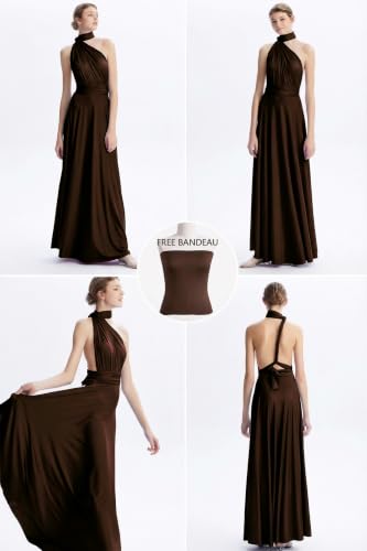 Image of Multi-Way Wrap Infinity Maxi Dress for Bridesmaids & Wedding Guest | 31 Colors for All Wedding Themes, One Size & Plus, 1 Dress for Any Events, Evening, Prom, Gala, Non-See-Through, Wrinkle-Free