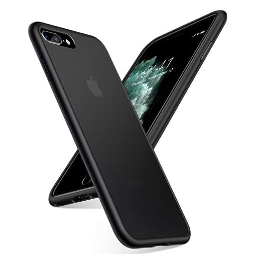 TORRAS Shockproof Compatible for iPhone 8 Plus Case/iPhone 7 Plus Case, [Military Grade Drop Protection] [Upgraded Materials] Ultimate Delicate Touch and Translucent Matte Protective Case, Black
