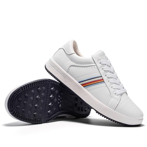 Image of UOFEIY Men's Golf Shoes Professional Spikeless Leather Sneakers Non Slip Low Top Lightweight Breathable Waterproof Golf Club Training