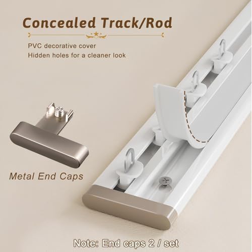 Ultra-Thin Bay Window Curtain Track, Silent Ceiling Mounted Sliding Rod, Aluminum Invisible Pole System for Living Room & Bedroom Divider - Champagne (11.81ft/3x3.93ft)