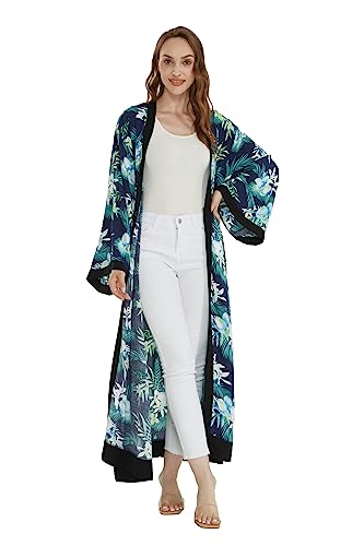 Image of Family Matching Hawaiian Clothes, Orchid Breeze Navy | Lightweight 100% rayon • Family matching outfits • Beach vacations • Luaus • Cruises • Family photos