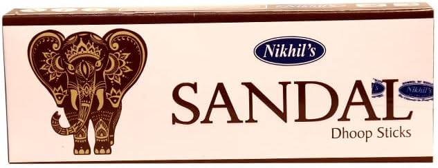 Nikhil Sandal Dhoop Sticks Pack of 6 (Each Contains 20 Dhoop Sticks, Total 120 Dhoop Sticks and 6 Holders)- Acharya Products
