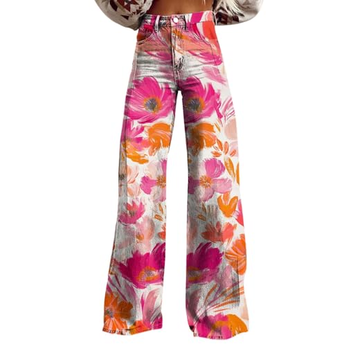 Pantalon long en lin rose pour femme taille L - Coupe fluide et légère