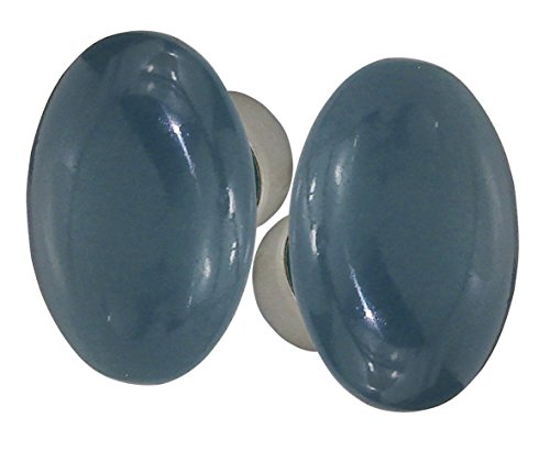 DT 2000 254763 Bouton Double ovale Porcelaine Gris Bleu/Acier Nickelé Satiné Cover