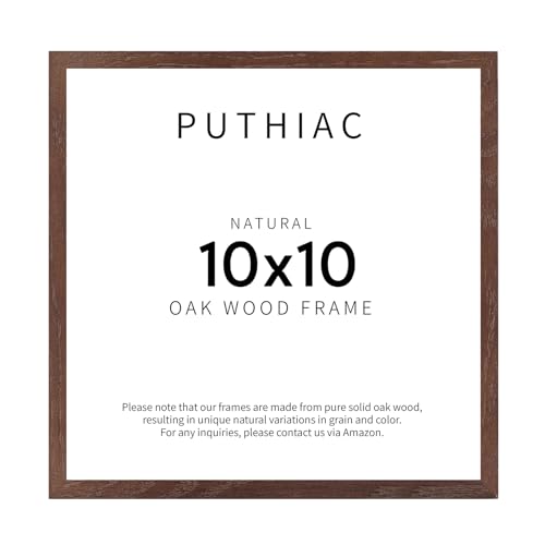 Puthiac Walnut Oak Wood Picture Frame - 10x10 Natural Solid Wood Poster Frame for Wall Art Photo and Prints (1 Pack)