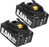 BL1860 Ersatzakku für makita akku 18v 8Ah Ersatzakku für Makita akku Ersatzakku für Makita Akku BL1850 BL1850B BL1860 BL1860B LXT-400 Werkzeugakku (8.0-2 Packs)