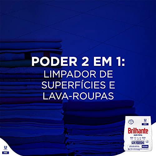 Detergente em Pó de Uso Geral sem Perfume Brilhante Limpeza Total Pro Pacote 4kg, Brilhante