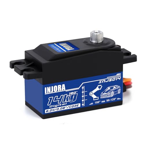 INJORA RC Digital Servo 14kg Low Profile Servo Metal Digital Core High Torque Servo for 1/10 1/12 RC...