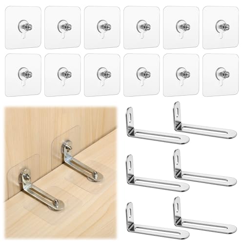6 Paare Möbel-Wandanker Kippsicherung Schrank Anti Kipp Möbelgurte Wandbefestigung Transparente Wandanker mit Selbstklebenden Schrauben für Schrank Regal Kommode ohne Bohren
