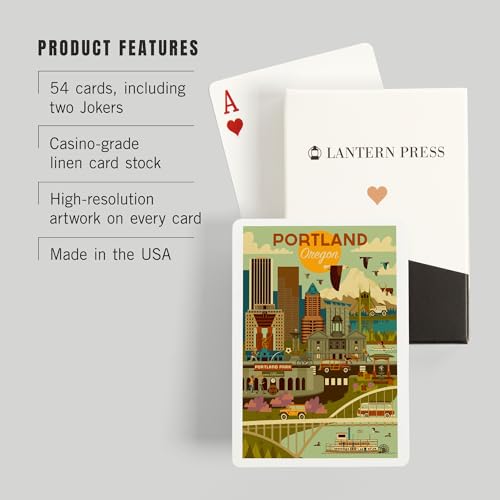 Lantern Press Portland Oregon Geométrico Baraja Poker miniatura 3