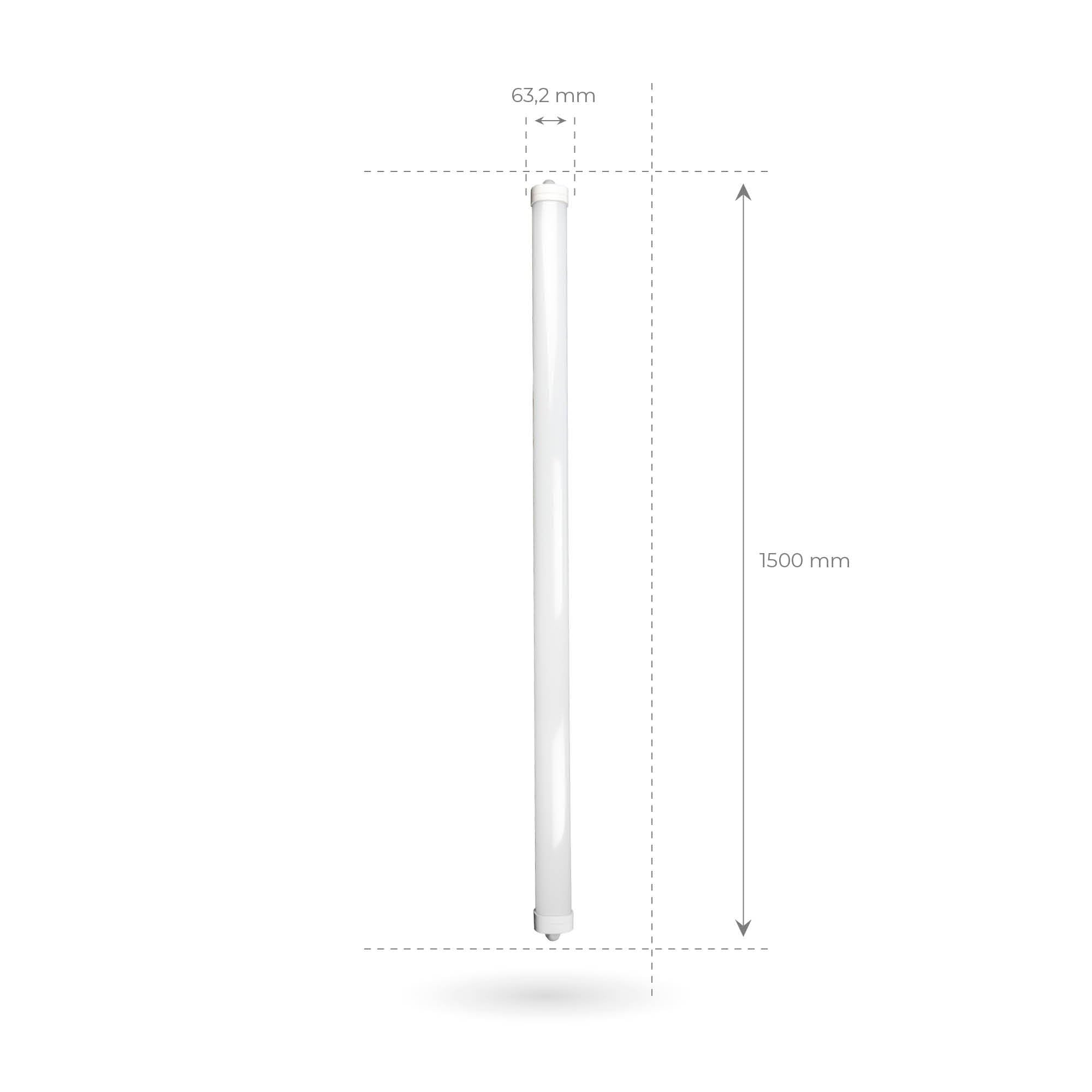 Ledvion - Boîtier de Reglette, 150cm, IP65, 48W, 130 lm/W, Blanc neutre, 1X150cm, Couplable, éclairage de garage, entrepôt, d'atelier, lampe de cave
