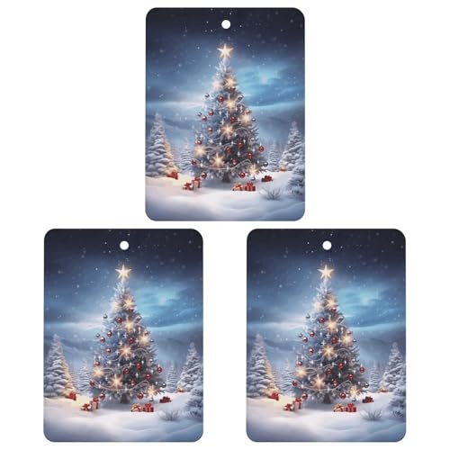 3PCS Alberi di Natale Auto Deodorante Appeso Carte Profumate Carino Grigio Deodoranti Auto Lunga Durata Nuove Auto Profumi per Donne Uomini Deodorante Naturale con Cordino Automotive Freshies