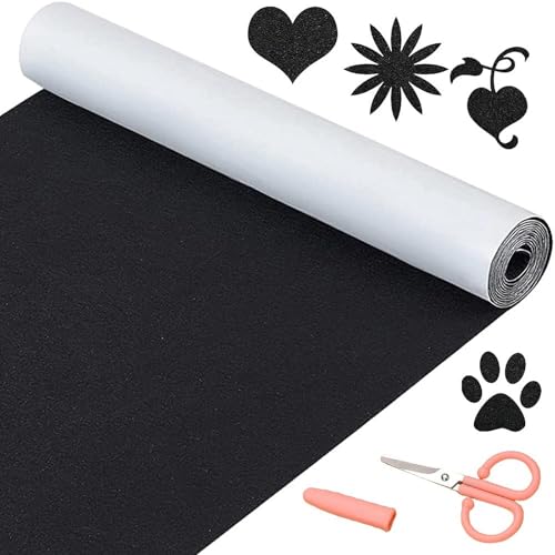PLCatis Feutrine Autocollante 30 * 200cm Feutrine Adhesive Noire Facile à Découper Adhésif Puissant Feutre Autocollant pour la Protection des Meubles DIY...