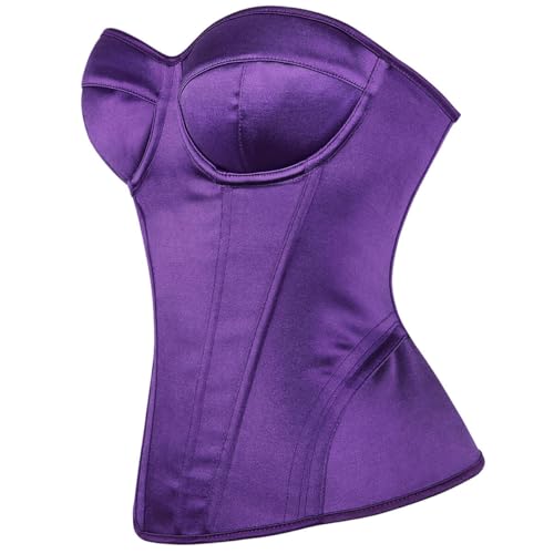Image of Satin Corset Tops for Women Strapless Bustier Sweetheart Neckline Boned Bodice Bridal Lingerie Party Clubwear
