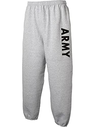 Army Sweatpants - Classic Military Theme Elastic Bottom Sweatpants in Gray - Large