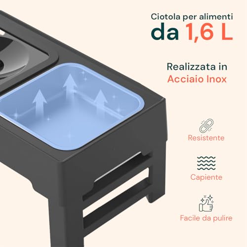 Ciotole Regolabili Perfette Per Tutti I Cani - Da 8,7 A 28,8 Cm Di Altezza - 3