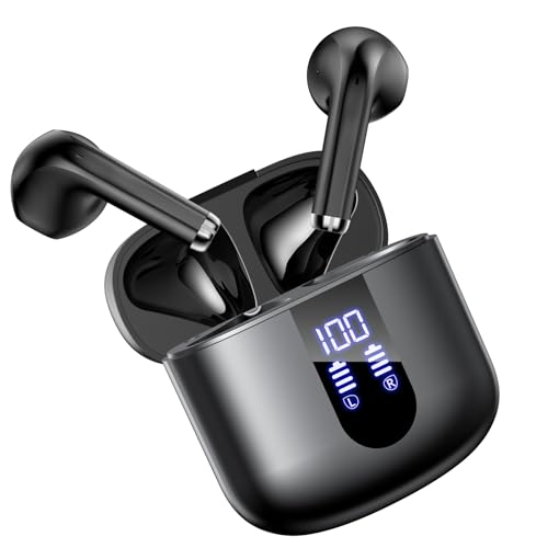 Haqquio Wireless Earbuds, Bluetooth Headphones with Deep Bass Stereo, 48H Playback Ear Buds with LED Power Display, Lightweight, IPX7, in-Ear Earphones with Mic for iPhone/Android/iPad, Green