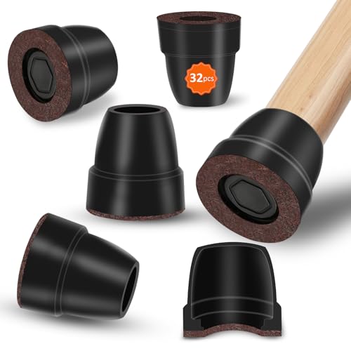 32 Pcs Chair Leg Floor Protectors, Black Round Silicone Chair Leg Caps Chair Feet Cover, Furniture Pads Floor Protectors Table Chair Feet for Hardwood Floors, Reducing Noise Prevent Floor Scratches