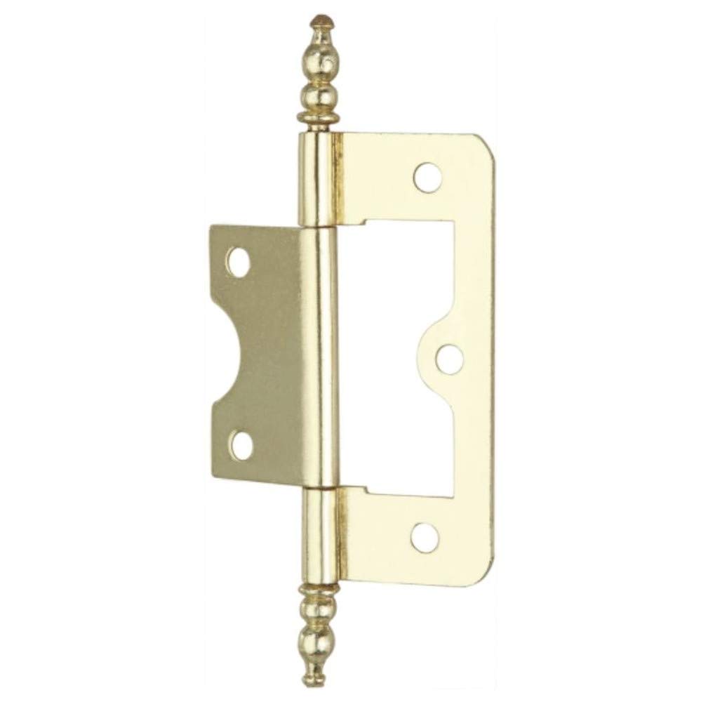 Merriway Brass Merriway® Bh01771 (2 Pcs) Eb Non-Mortise Flush Hinge With Finial, 63Mm (2.1/2 Inch) Plated - Pack Of 2 Pieces